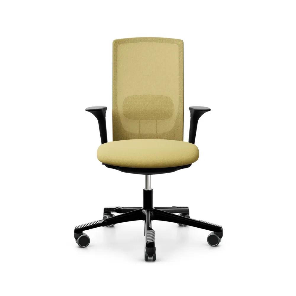 Bürodrehstuhl HAG Futu Mesh 1100-S mit 2D Armlehnen, Gelb, Neu, Ergonomischer Stuhl - ideal für flexibles Arbeiten