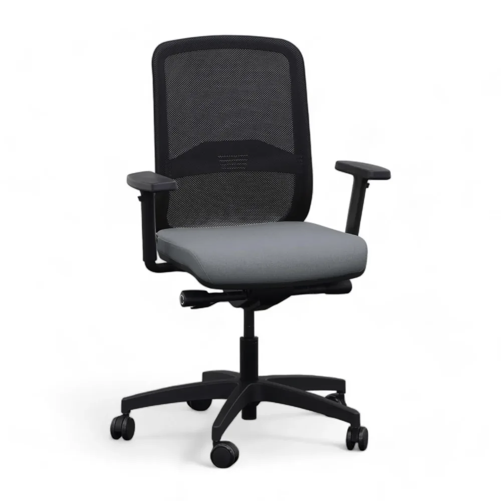 Bürostuhl Milani Bali Mesh mit 2D Armlehnen, Grau, Neu, Ergonomischer Stuhl - ideal für flexibles Arbeiten