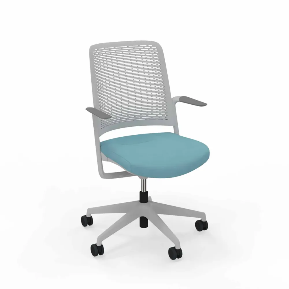 Bürodrehstuhl Nowy Styl WithME Chair mit Fixarmlehnen, Blau, Neu, Ergonomischer Stuhl - ideal für flexibles Arbeiten