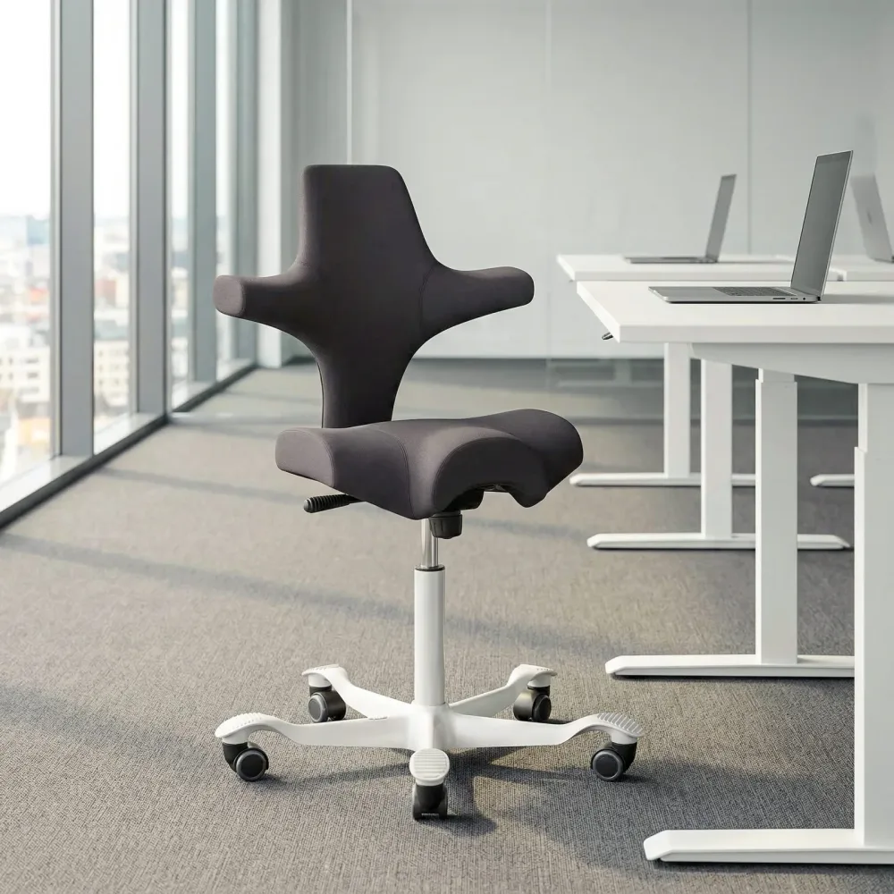Ergonomischer Bürostuhl HAG Capisco 8106  ohne Armlehnen, Anthrazit/Weiss, Neu, Ergonomischer Stuhl - ideal für flexibles Arbeiten