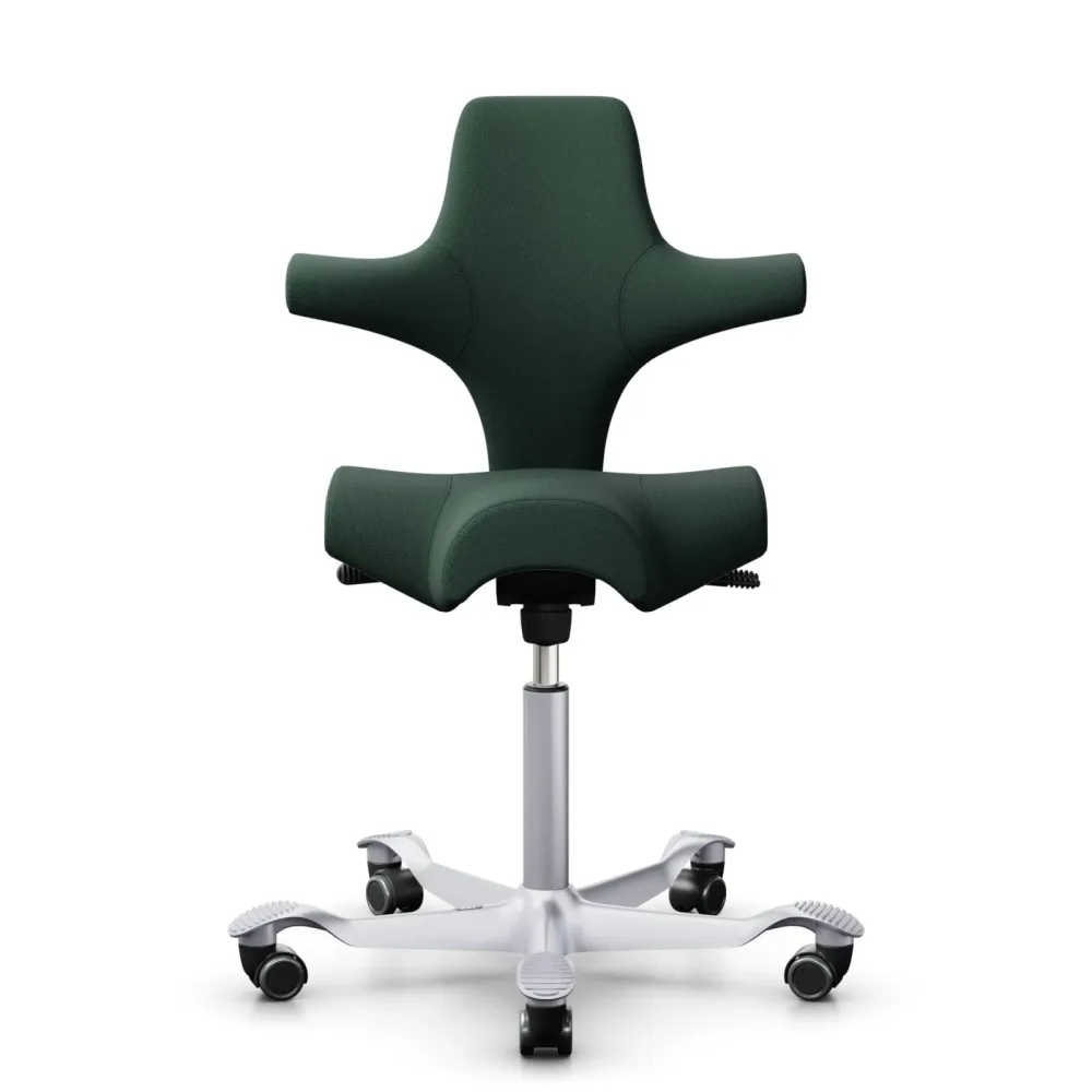 Sattelstuhl HAG Capisco 8106 ohne Armlehnen, Dunkelgrün/Silbergrau, Neu, Ergonomischer Stuhl - ideal für flexibles Arbeiten