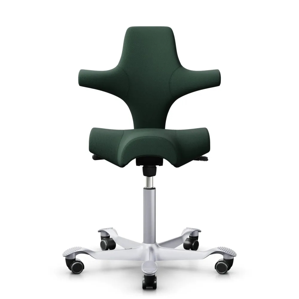 Sattelstuhl HAG Capisco 8106 ohne Armlehnen, Dunkelgrün/Silbergrau, Neu, Ergonomischer Stuhl - ideal für flexibles Arbeiten