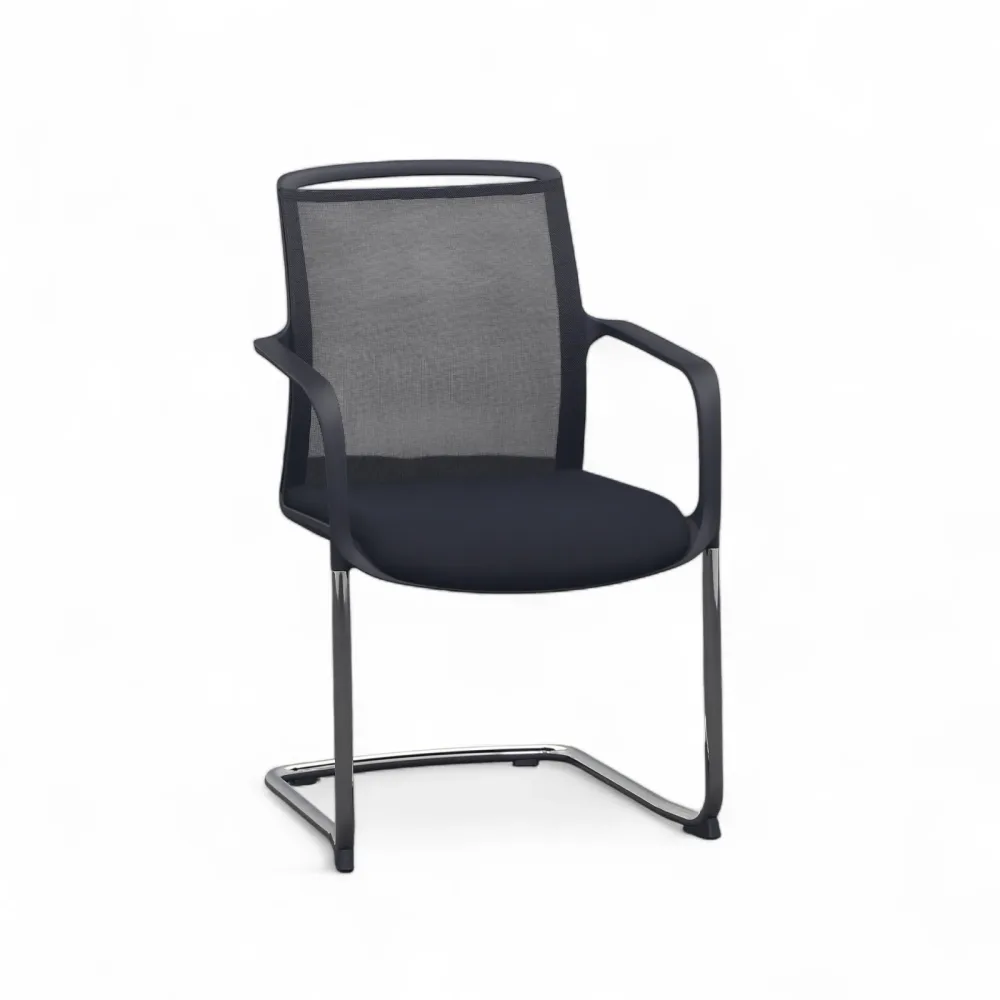 Freischwinger Milani Zed Schwarz mit Fixarmlehnen, Freischwinger-Gestell, Neu - Perfekt für Besucher und Gäste