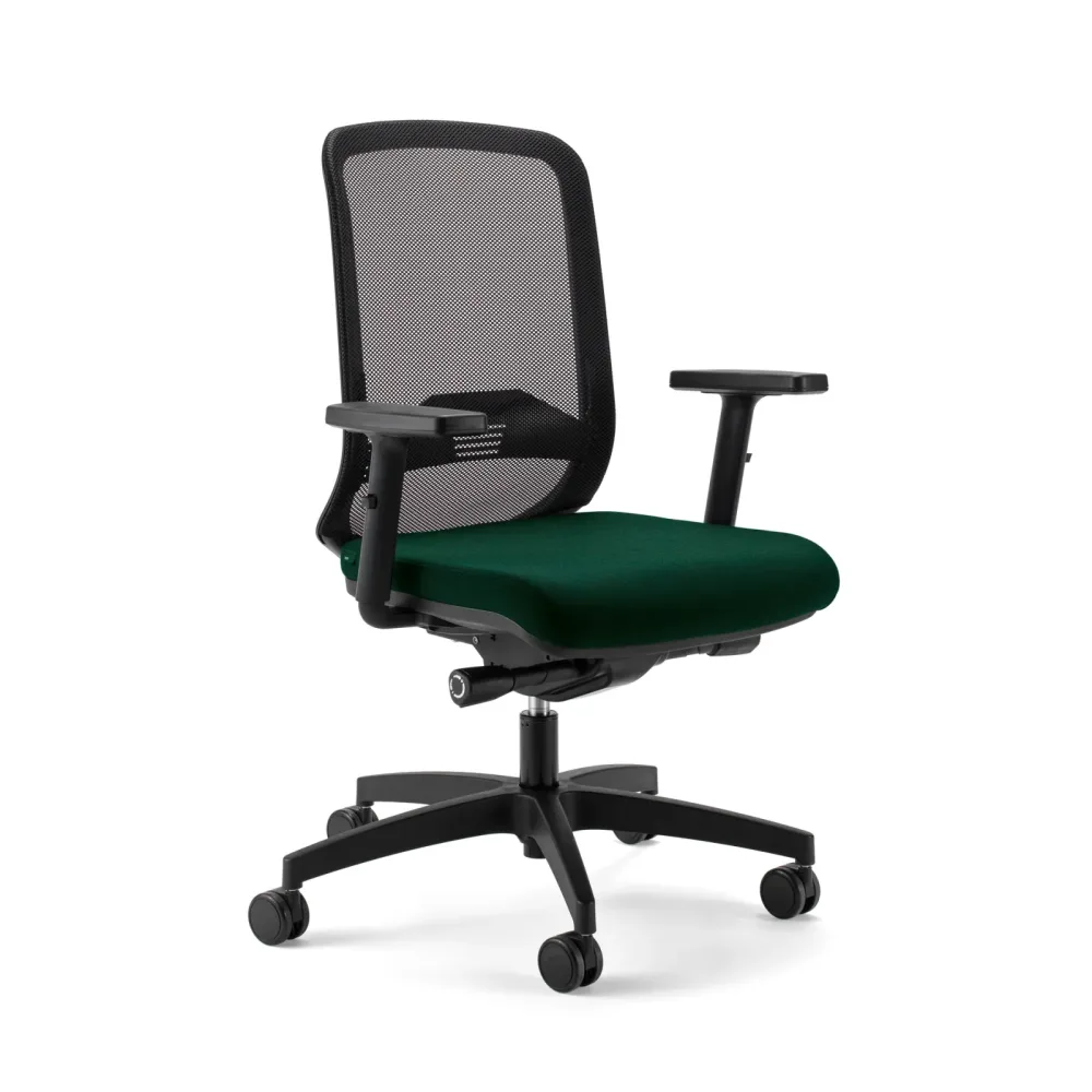 Bürostuhl Milani Bali Mesh mit 2D Armlehnen, Dunkelgrün/Schwarz, Neu, Ergonomischer Stuhl - ideal für flexibles Arbeiten