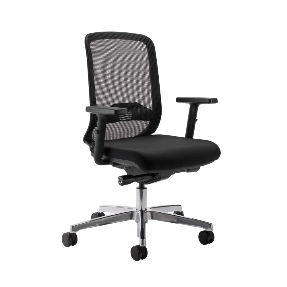 Bürostuhl Milani Bali Mesh mit 2D Armlehnen, Schwarz/Verchromt, Neu, Ergonomischer Stuhl - ideal für flexibles Arbeiten