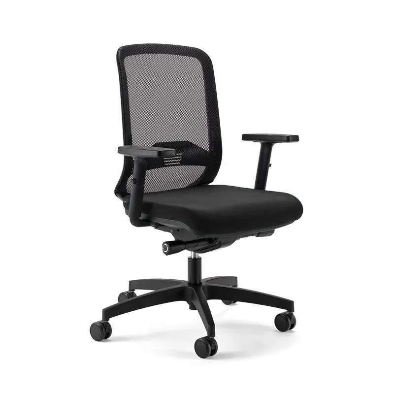 Bürostuhl Milani Bali Mesh mit 2D Armlehnen, Schwarz/Schwarz, Neu, Ergonomischer Stuhl - ideal für flexibles Arbeiten