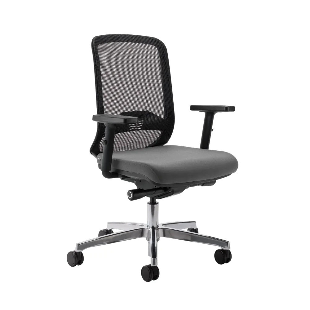 Bürostuhl Milani Bali Mesh mit 2D Armlehnen, Dunkelgrau/Verchromt, Neu, Ergonomischer Stuhl - ideal für flexibles Arbeiten