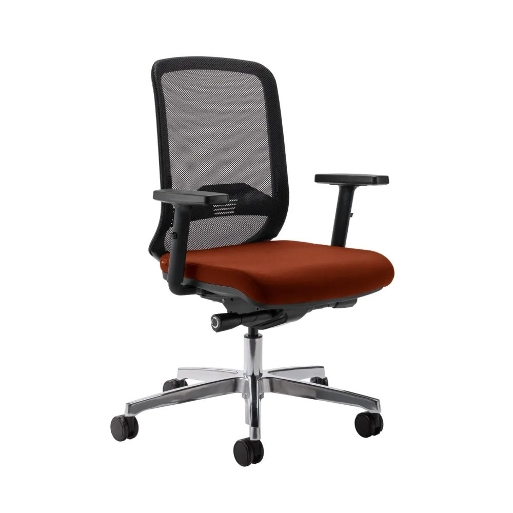 Bürostuhl Milani Bali Mesh mit 2D Armlehnen, Dunkelorange/Verchromt, Neu, Ergonomischer Stuhl - ideal für flexibles Arbeiten