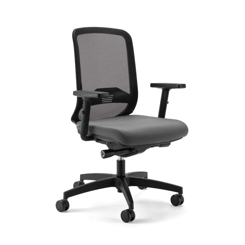 Bürostuhl Milani Bali Mesh mit 2D Armlehnen, Dunkelgrau/Schwarz, Neu, Ergonomischer Stuhl - ideal für flexibles Arbeiten
