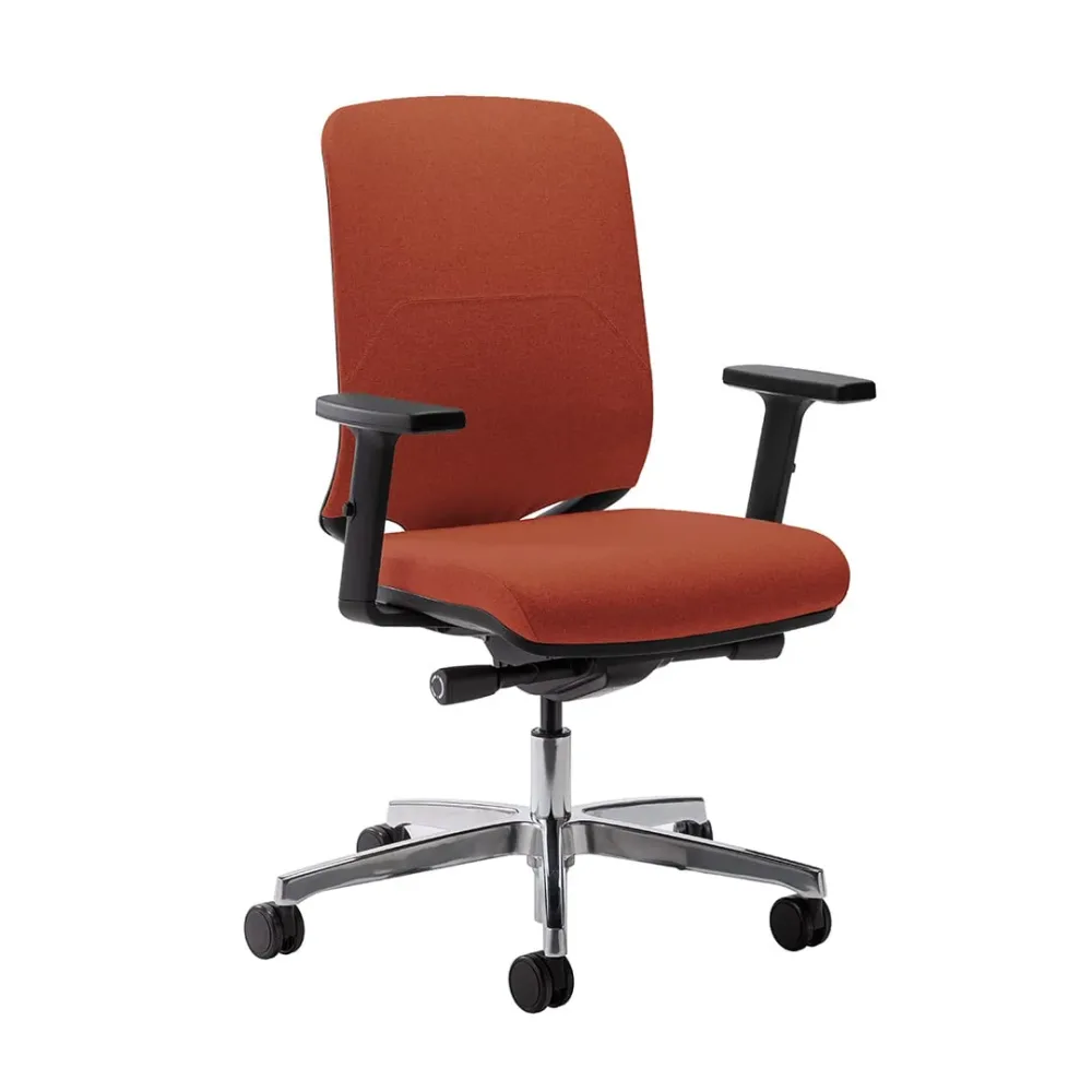 Bürostuhl Milani Bali mit 2D Armlehnen, Dunkelorange/Verchromt, Neu, Ergonomischer Stuhl - ideal für flexibles Arbeiten
