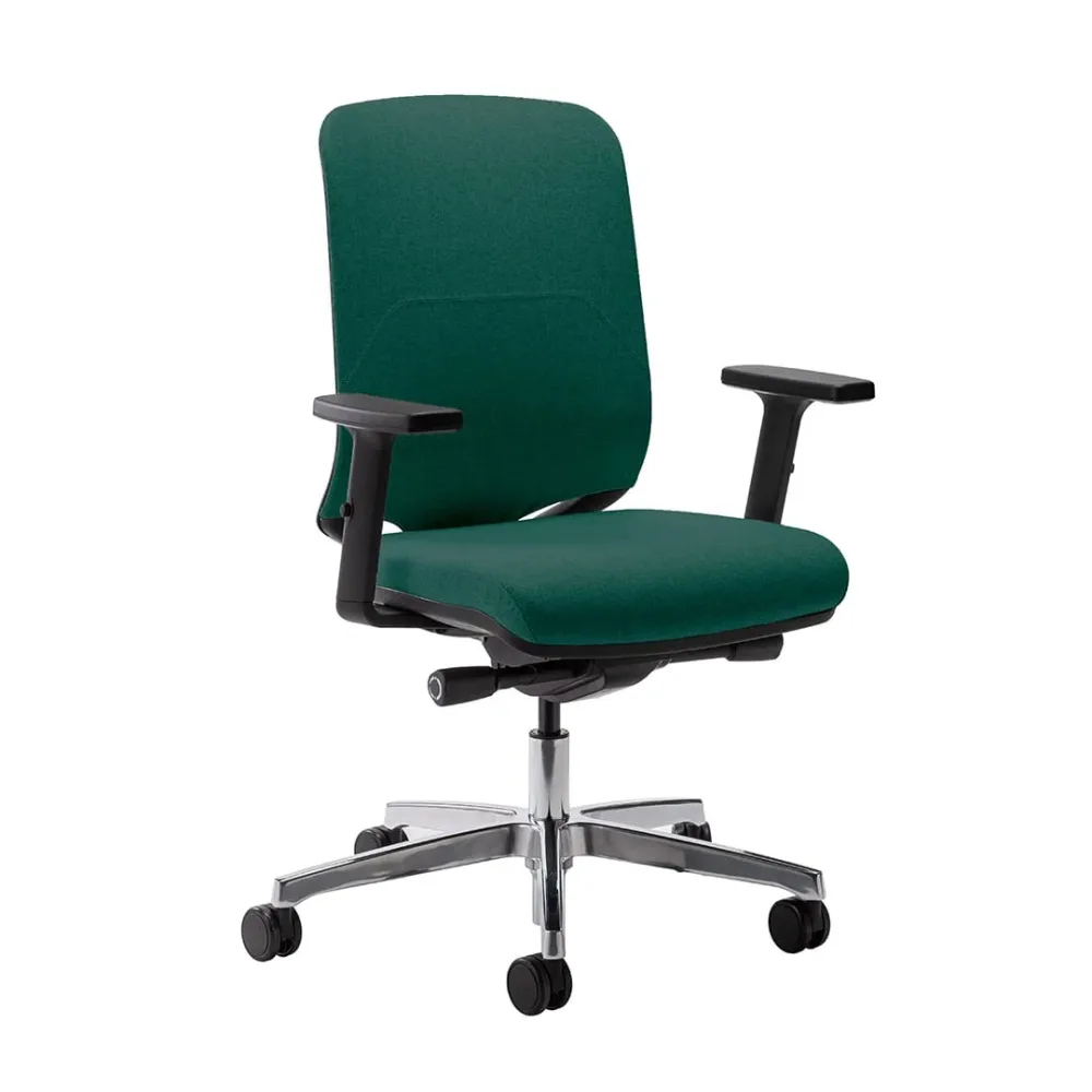 Bürostuhl Milani Bali mit 2D Armlehnen, Dunkelgrün/Verchromt, Neu, Ergonomischer Stuhl - ideal für flexibles Arbeiten