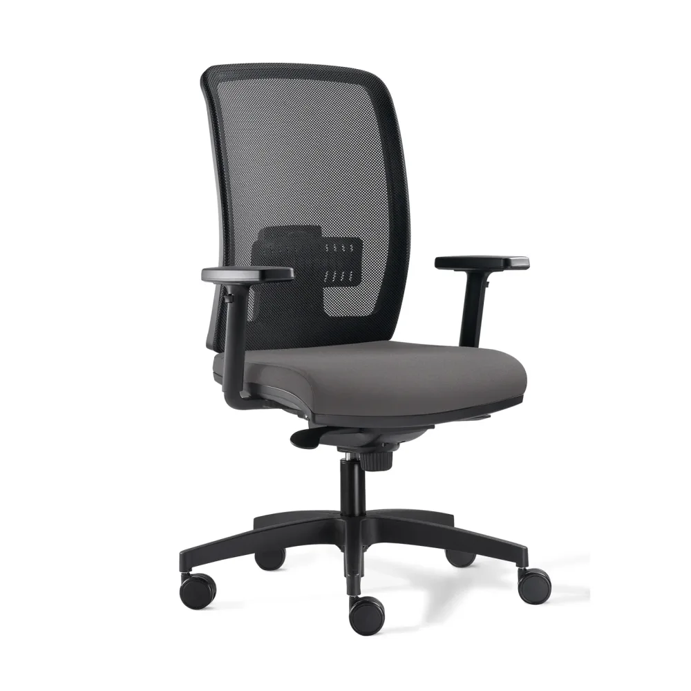 Bürostuhl Milani Cometa Mesh mit 1D Armlehnen, Grau/Schwarz, Neu, Ergonomischer Stuhl - ideal für flexibles Arbeiten