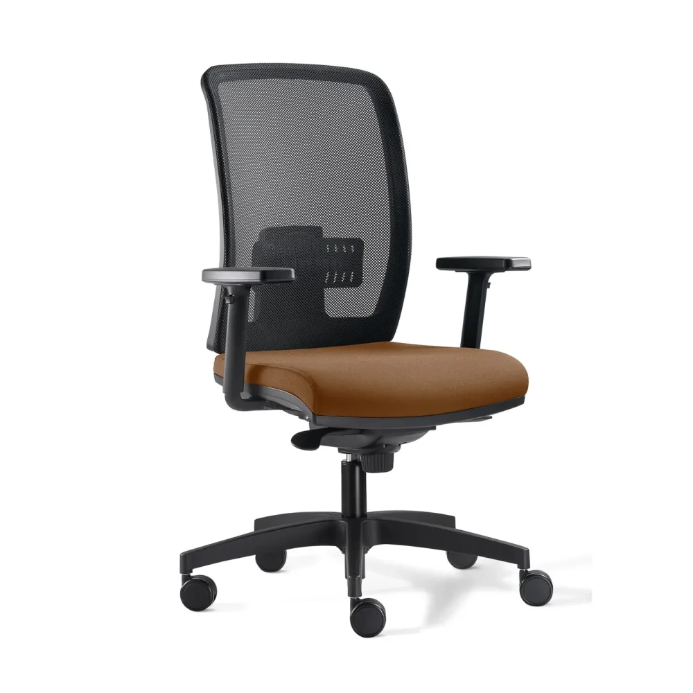 Bürostuhl Milani Cometa Mesh mit 1D Armlehnen, Braun/Schwarz, Neu, Ergonomischer Stuhl - ideal für flexibles Arbeiten
