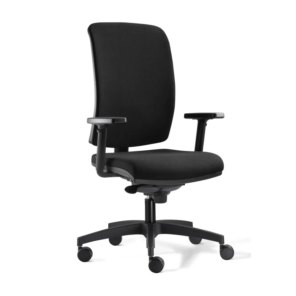 Bürostuhl Milani Cometa mit 1D Armlehnen, Schwarz/Schwarz, Neu, Ergonomischer Stuhl - ideal für flexibles Arbeiten