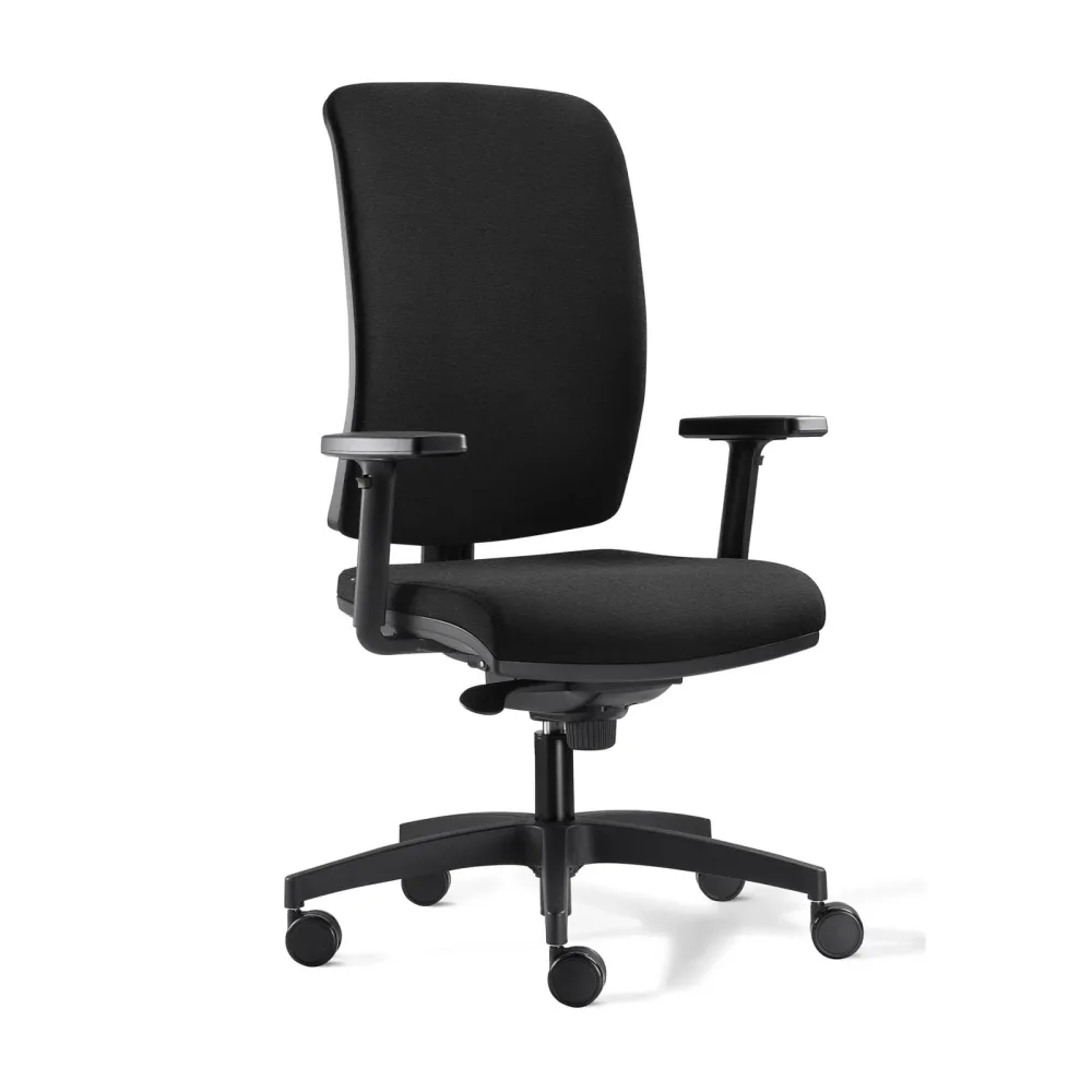 Bürostuhl Milani Cometa mit 1D Armlehnen, Schwarz/Schwarz, Neu, Ergonomischer Stuhl - ideal für flexibles Arbeiten