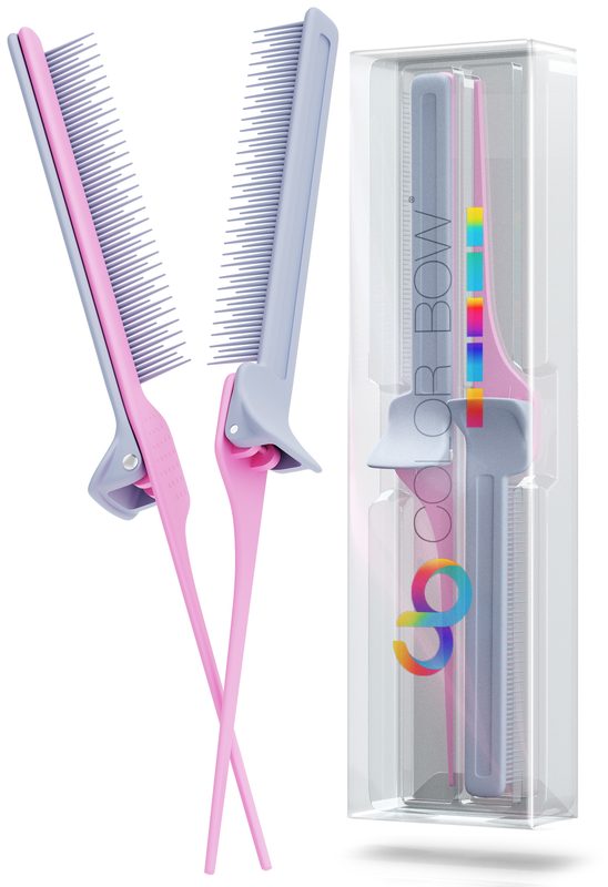 ColorBow Rat Tail Clip Comb Pink/Grey 2 Stk.