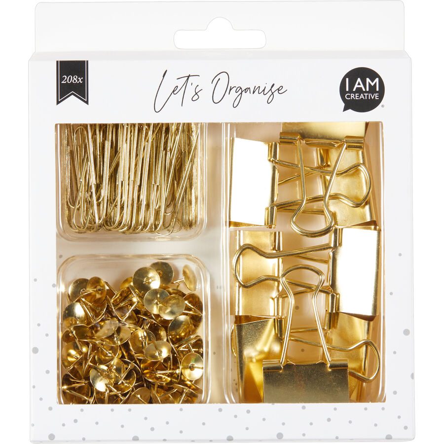 I AM CREATIVE Clip Set Let`s Organize MAA4035.24 gold 208-teilig