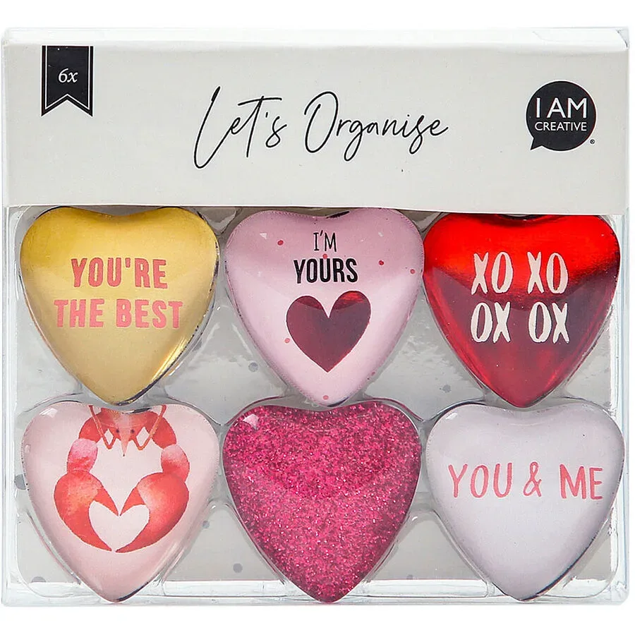 I AM CREATIVE Magnet Herz Let's Organize MAA4035.50 Glas, 0.9x3.3x3.2cm 6 St&uuml;ck