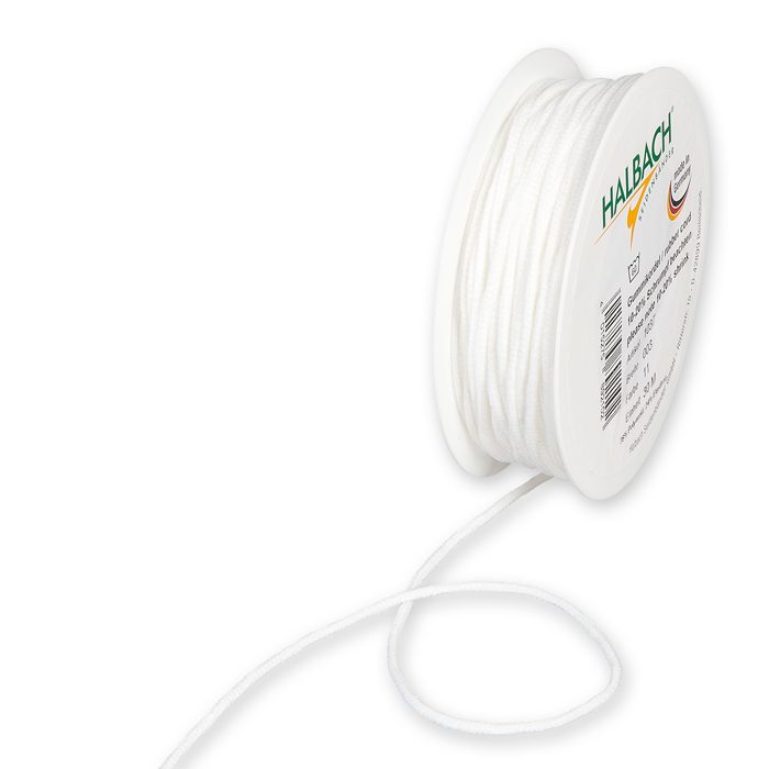 Halbach Elastickordel, weiss 3 mm, Rolle 30 m, 76 PA, 24 % EL