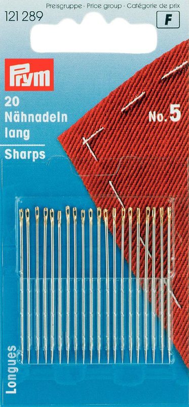 Prym N&auml;hnadeln lang Nr. 5 0.80 x 40 mm, Karte 20 Stk., Stahl