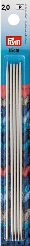 Prym Strumpfstricknadeln, grau 2.00 mm, 15 cm, Karte 5 Stk., Aluminium
