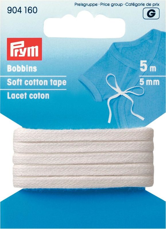 Prym Bobbins, weiss 5 mm, Karte 5 m