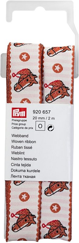 Prym Webband Pferd, beige & braun 20 mm, Coupon 2 m mit Haken