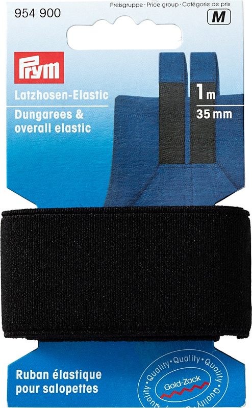 Prym Latzhosen-Elastic, schwarz 35 mm, Karte 1 m