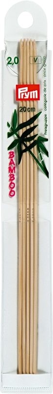Prym Strumpfstricknadeln 2.00 mm, 20 cm, Karte 5 Stk., Bambus