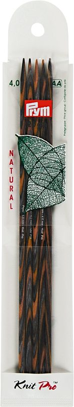 Prym Strumpfstricknadeln Natural, farbig 4.00 mm, 20 cm, Karte 5 Stk., Birkenholz