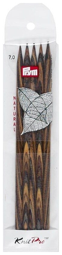 Prym Strumpfstricknadeln Natural, farbig 7.00 mm, 20 cm, Karte 5 Stk., Birkenholz