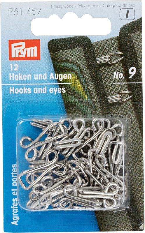 Prym Joppenhaken und Augen, silber Nr. 9, Karte 12 Stk.