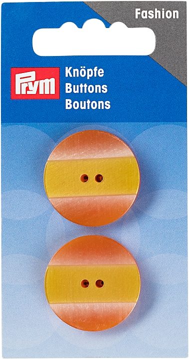 Prym Knopf 2-Loch Jacke, orange/gelb 25 mm, Karte 2 Stk.