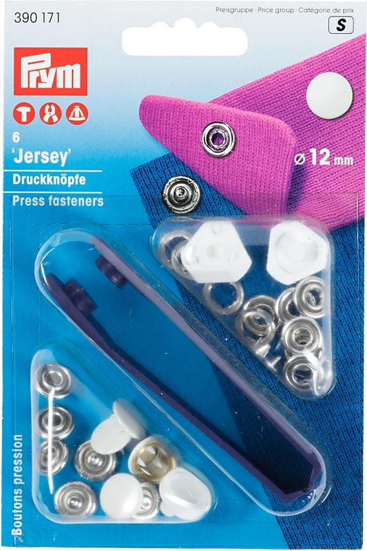 Prym Druckknopf Jersey Kappe, weiss 12 mm, Karte 6 Stk.