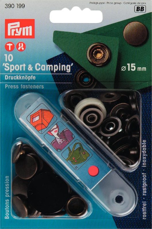 Prym Druckknopf Camping, altmessing 15 mm, Karte 10 Stk.