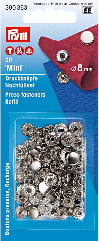Prym Druckknopf Mini, silber 8 mm, Nachf&uuml;llpackung