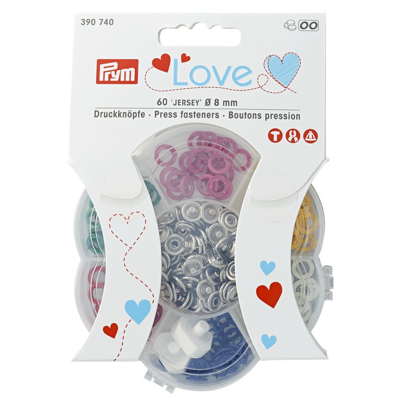 Prym Love Druckknopf Jersey bunt 8 mm, Dose 60 Stk.