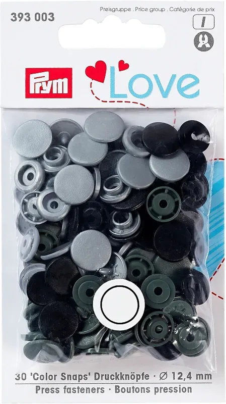Prym Love Druckknopf Color Snaps, grau 12.4 mm, Karte 30 Stk.
