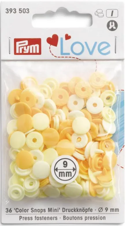 Prym Love Druckknopf Color Snaps, hellgelb 9 mm, Karte 36 Stk.