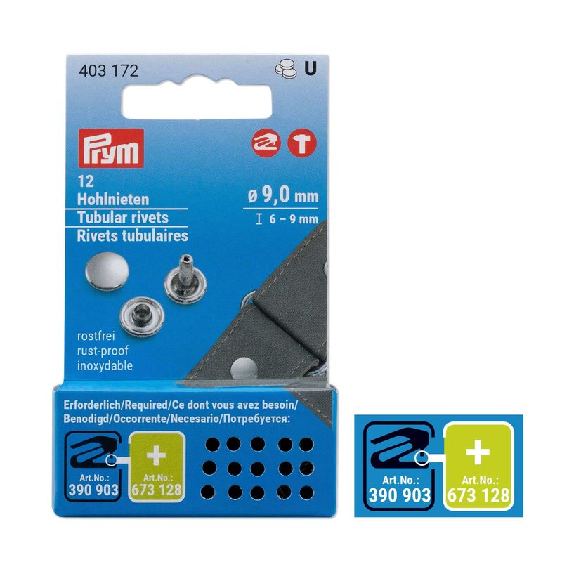 Prym - Hohlnieten MS Klemmbereich, 6 - 9 mm, 9MMDU, Silber