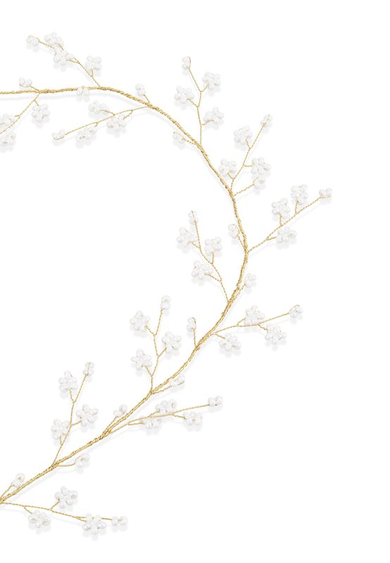 Trisa Celebride Drahtdeko in hellem gold mit kleinen Perlenbl&uuml;nchen