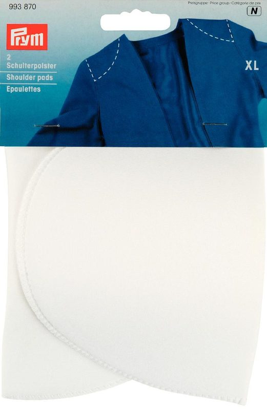Prym Schulterpolster, Halbmond, weiss Gr&ouml;sse XL, Karte 2 Stk.