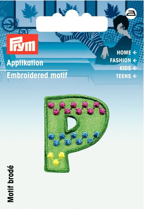 Prym Applikation Buchstabe P, gr&uuml;n & bunt
