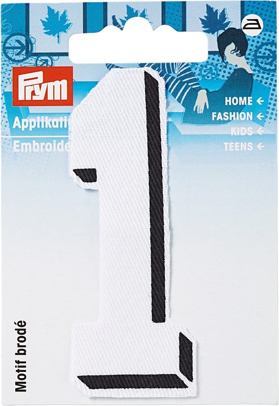 Prym Applikation Zahl 1, klein, weiss Karte 1 Stk.