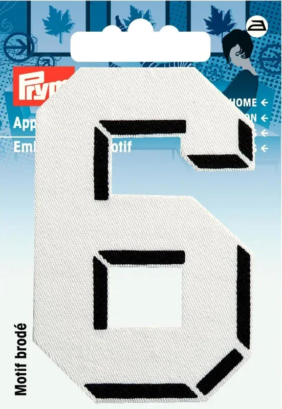 Prym Applikation Zahl 6, klein, weiss Karte 1 Stk.