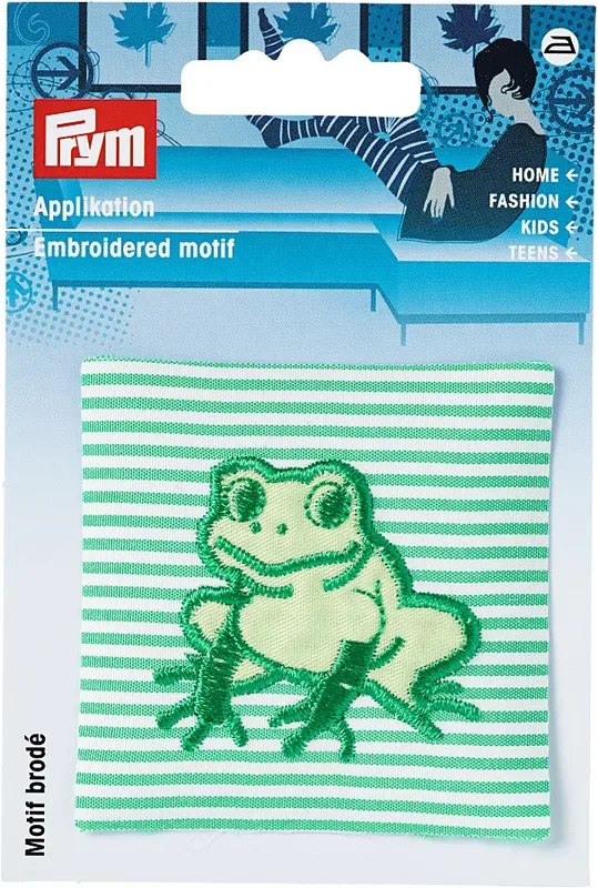 Prym Applikation Frosch auf gr&uuml;nem Stoff