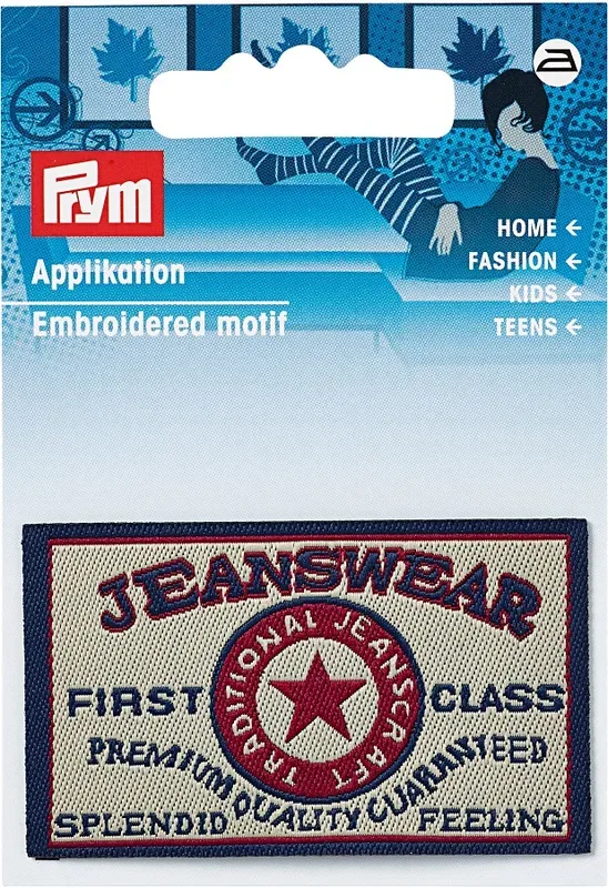 Prym Applikation Jeanslabel Jeanswear First, beige