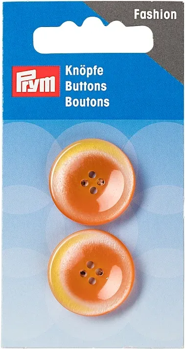 Prym Knopf 4-Loch Jacke gelb/orange 23 mm 2 Stk.