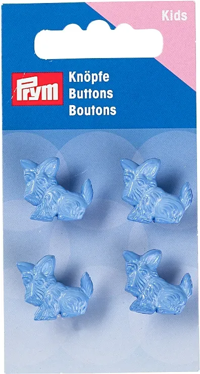 Prym Knopf &Ouml;sen Hund, blau 18 mm, Karte 4 Stk.