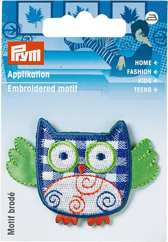 Prym Applikation Eule, blau & gr&uuml;n